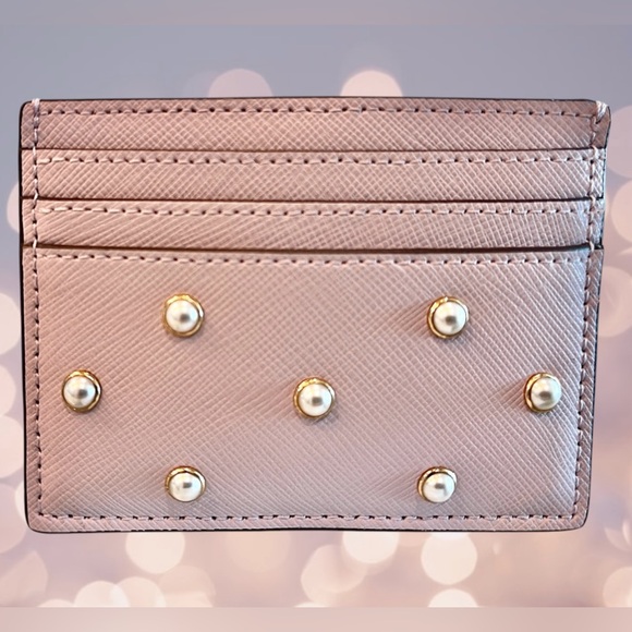 kate spade Gorgeous 2 sided, top pocket faux pearl Card holder Madison NWT - Picture 1 of 13